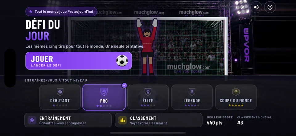 Écran du défi du jour Robot Keeper