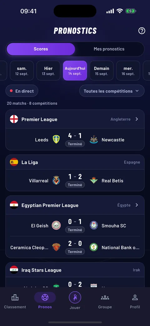 Scores en direct UPVOR sur plusieurs compétitions